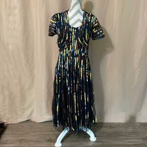 Vintage 80s Multicolor Sleeveless Dress W Jacket